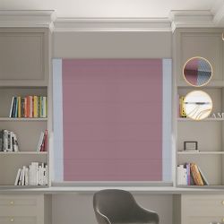 Римська штора Блекаут Перфект пудровий з світло-сірими кантами по боках