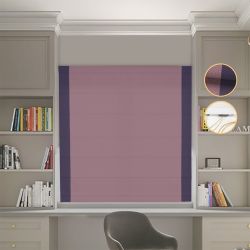 Римська штора Блекаут Перфект пудровий з бузковими кантами по боках