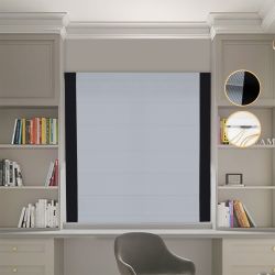 Римська штора Блекаут Перфект з ланцюжковим карнизом світло-сірий з чорними кантами по боках