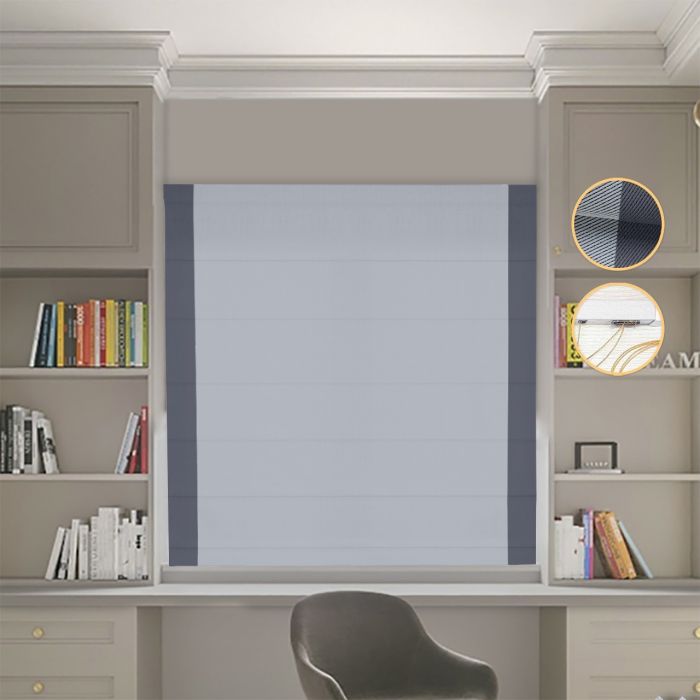 Римська штора Блекаут Перфект світло-сірий з графітовими кантами по боках