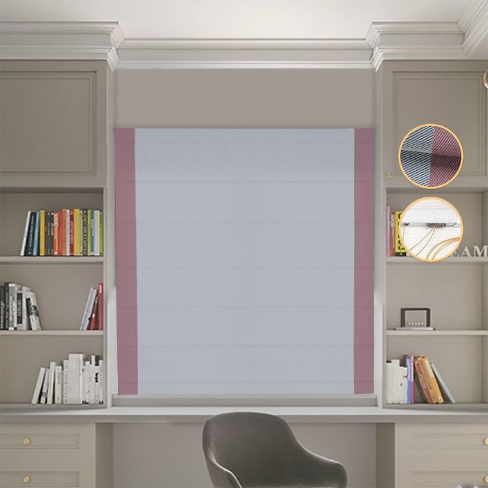 Римська штора DECOLIV Блэкаут Перфект світло-сірий с пудровыми кантами по бокам