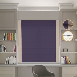 Римська штора Блекаут Перфект з ланцюжковим карнизом бузковий з бежевими кантами по боках