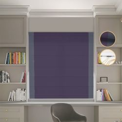 Римська штора Блекаут Перфект бузковий з графітовими кантами по боках