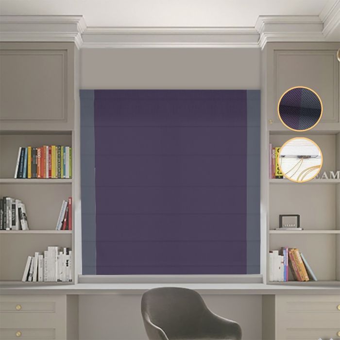 Римська штора Блекаут Перфект бузковий з графітовими кантами по боках