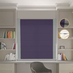 Римська штора Блекаут Перфект з ланцюжковим карнизом бузковий з оливковими кантами по боках