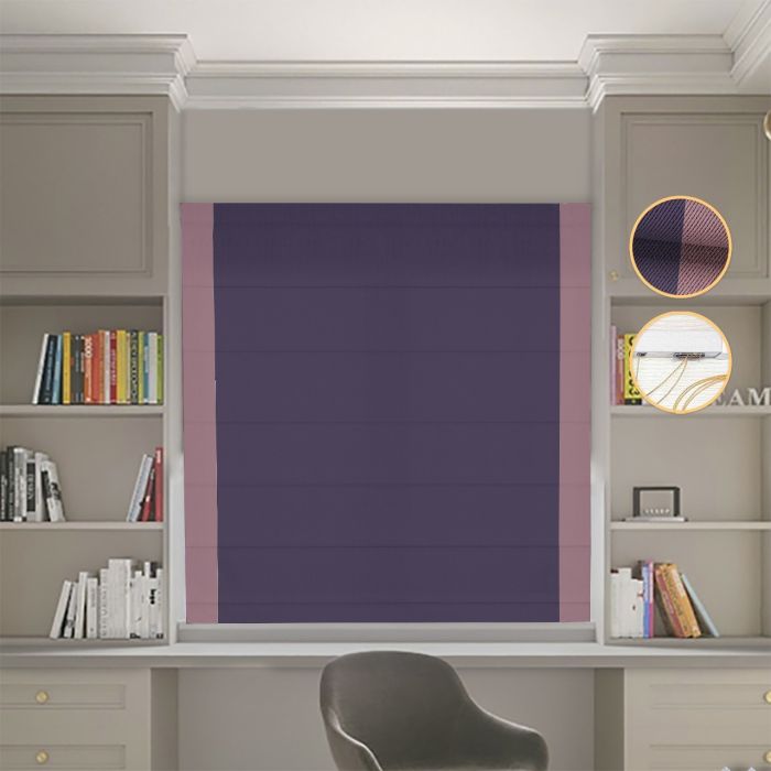 Римська штора DECOLIV Блэкаут Перфект сиреневый с пудровыми кантами по бокам