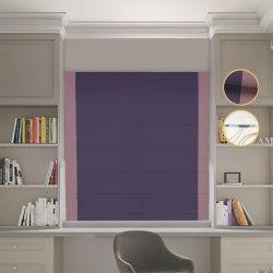 Римська штора Блекаут Перфект бузковий з пудровими кантами по боках