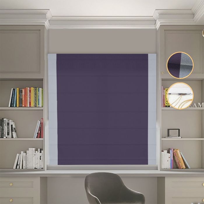 Римська штора Блекаут Перфект бузковий з світло-сірими кантами по боках