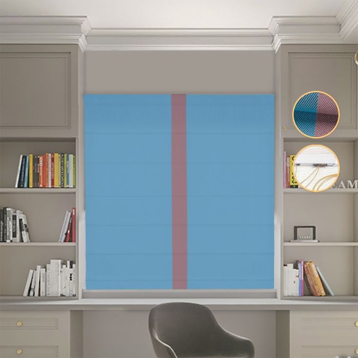 Римська штора DECOLIV Блэкаут Перфект голубий с пудровым кантом по центру