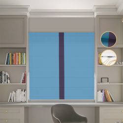 Римська штора Блекаут Перфект блакитний з бузковим кантом по центру