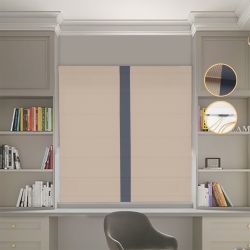 Римська штора Блекаут Перфект із ланцюжковим карнизом бежевий з графітовим кантом по центру