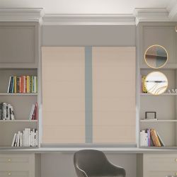 Римська штора Блекаут Перфект з ланцюжковим карнизом бежевий з оливковим кантом по центру