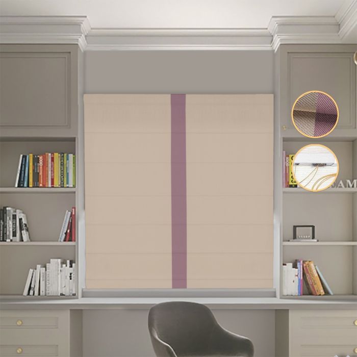 Римська штора DECOLIV Блэкаут Перфект бежевий с пудровым кантом по центру