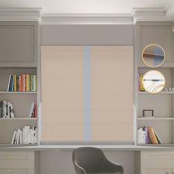 Римська штора Блекаут Перфект з ланцюжковим карнизом бежевий з світло-сірим кантом по центру