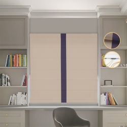 Римська штора Блекаут Перфект з ланцюжковим карнизом бежевий з бузковим кантом по центру