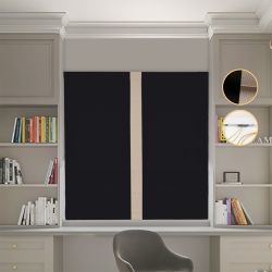 Римська штора Блекаут Перфект чорний з бежевим кантом по центру
