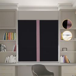 Римська штора Блекаут Перфект чорний з пудровим кантом по центру