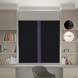 Римська штора Блекаут Перфект чорний з бузковим кантом по центру