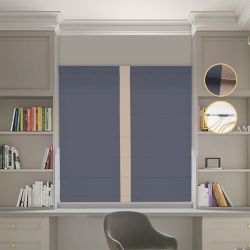 Римська штора Блекаут Перфект графітовий з бежевим кантом по центру