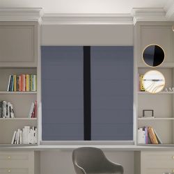 Римська штора Блекаут Перфект з ланцюжковим карнизом графітовий з чорним кантом по центру