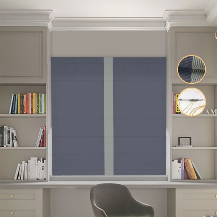 Римська штора DECOLIV Блэкаут Перфект графитовый с оливковым кантом по центру