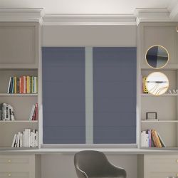 Римська штора Блекаут Перфект графітовий з оливковим кантом по центру