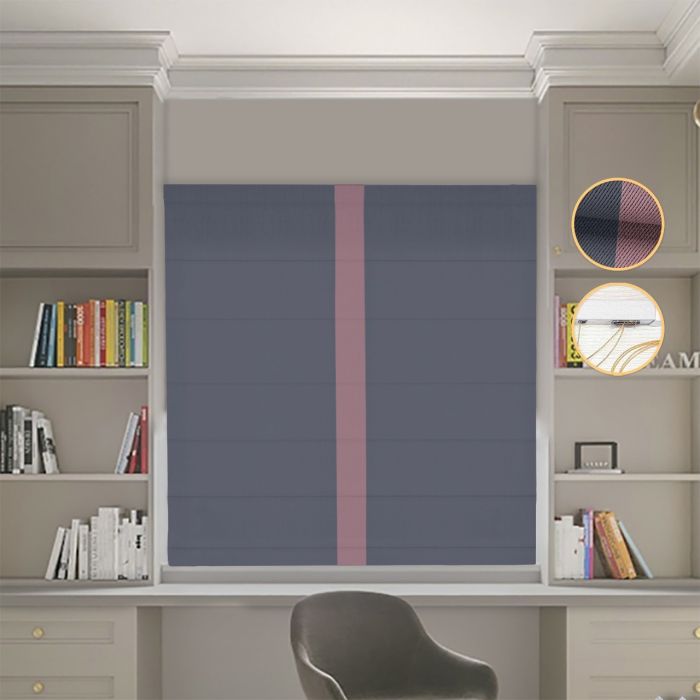 Римська штора Блекаут Перфект графітовий з пудровим кантом по центру