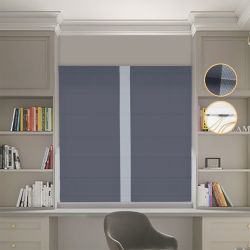 Римська штора Блекаут Перфект з ланцюжковим карнизом графітовий з світло-сірим кантом по центру