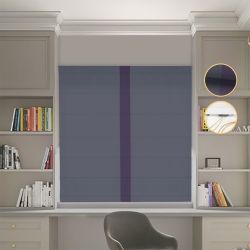 Римська штора Блекаут Перфект з ланцюжковим карнизом графітовий з бузковим кантом по центру