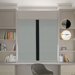 Римська штора Блекаут Перфект з ланцюжковим карнизом оливковий з чорним кантом по центру