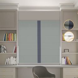 Римська штора Блекаут Перфект оливковий з графітовим кантом по центру