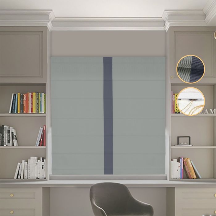 Римська штора Блекаут Перфект оливковий з графітовим кантом по центру