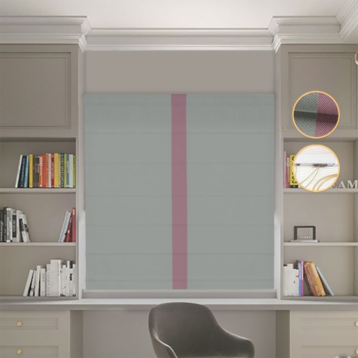 Римська штора Блекаут Перфект з ланцюжковим карнизом оливковий з пудровим кантом по центру