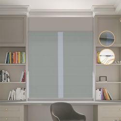 Римська штора Блекаут Перфект оливковий з світло-сірим кантом по центру