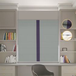 Римська штора Блекаут Перфект оливковий з бузковим кантом по центру