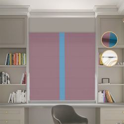 Римська штора Блекаут Перфект пудровий з блакитним кантом по центру