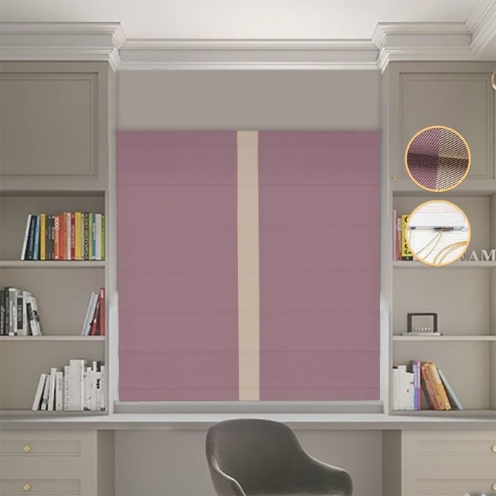 Римська штора Блекаут Перфект пудровий з бежевим кантом по центру