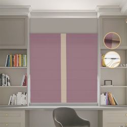 Римська штора Блекаут Перфект з ланцюжковим карнизом пудровий з бежевим кантом по центру