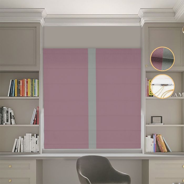 Римська штора Блекаут Перфект пудровий з оливковим кантом по центру