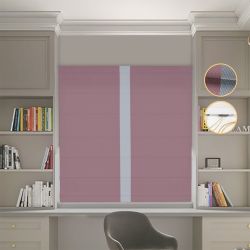 Римська штора Блекаут Перфект з ланцюжковим карнизом пудровий з світло-сірим кантом по центру