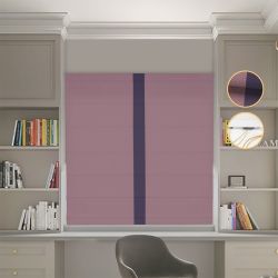 Римська штора Блекаут Перфект з ланцюжковим карнизом пудровий з бузковим кантом по центру
