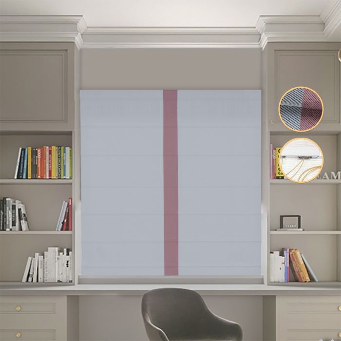 Римська штора DECOLIV Блэкаут Перфект світло-сірий с пудровым кантом по центру