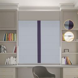 Римська штора Блекаут Перфект світло-сірий з бузковим кантом по центру