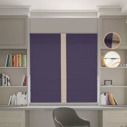 Римська штора Блекаут Перфект бузковий з бежевим кантом по центру