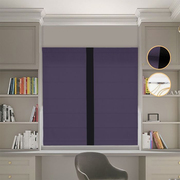 Римська штора DECOLIV Блэкаут Перфект сиреневый с черным кантом по центру