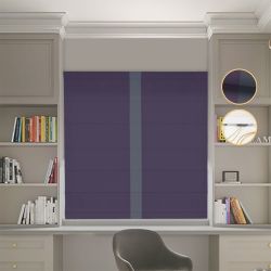 Римська штора Блекаут Перфект бузковий з графітовим кантом по центру