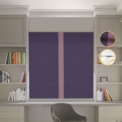 Римська штора Блекаут Перфект бузковий з пудровим кантом по центру