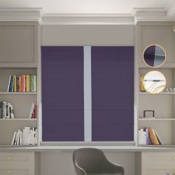 Римська штора Блекаут Перфект бузковий з світло-сірим кантом по центру