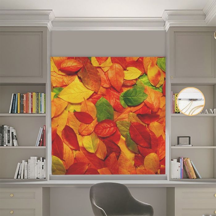 Римська штора з фотодруком Листя 00-091 Блекаут