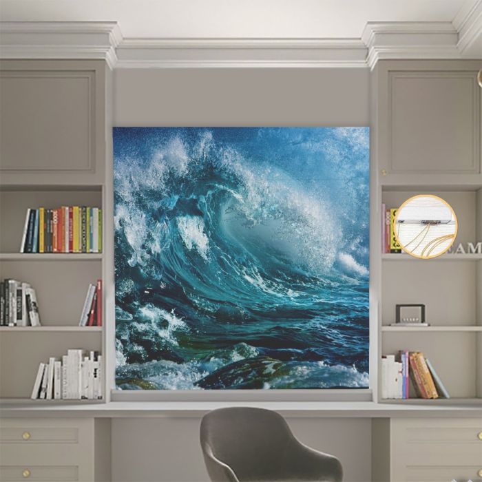 Римська штора DECOLIV Фотопечать Волны  Блэкаут 60*170